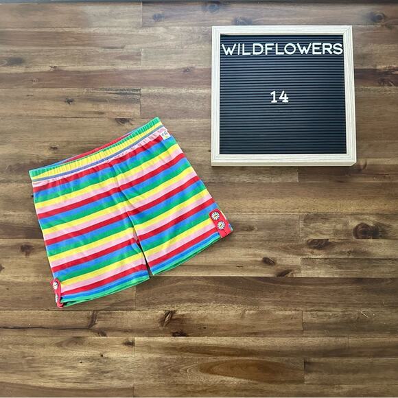 Wildflowers Back to School Roygbiv Tab Shorts Rainbow Striped Knit 14 - Picture 1 of 7